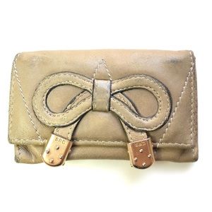 See by Chloe Leather Bow Card Holder Wallet Accessory with Studded Brass